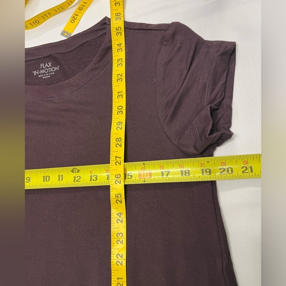 New FLAX IN-MOTION T-Shirt Dress Wine Crew Neck short Sleeve Women’s M 10-14 - Picture 6 of 10